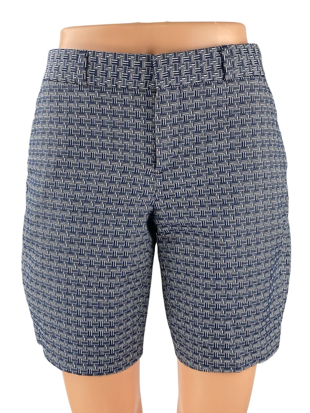 Banana Republic Women's Blue Combo Geometric Mid Rise Casual Bermuda Shorts Sz S
